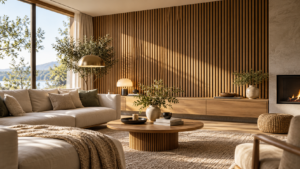Wohnräume mit Holzpaneelen akustisch und optisch gestalten